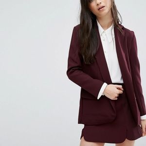 Alter Petite Suit Blazer Jacket Burgundy P6 XS